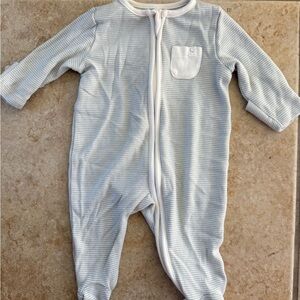 Soft Gray Striped Kids Footie